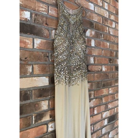 Juliet Women's Cream Formal Dress With Embellished Silver & Gold Sequin Large - Picture 6 of 14
